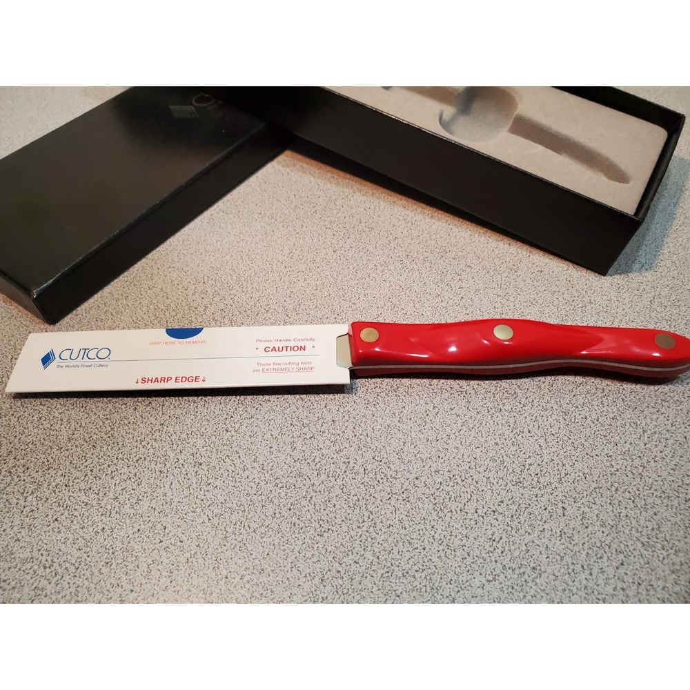 Cutco 3721 Santoku-Style Trimmer Knife Red Handle Serrated Edge New In Box